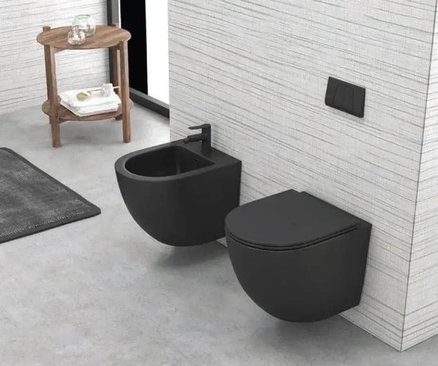 Coppia Sanitari Moderni Filo Muro Nero Opaco - MILOS Sospeso - 2