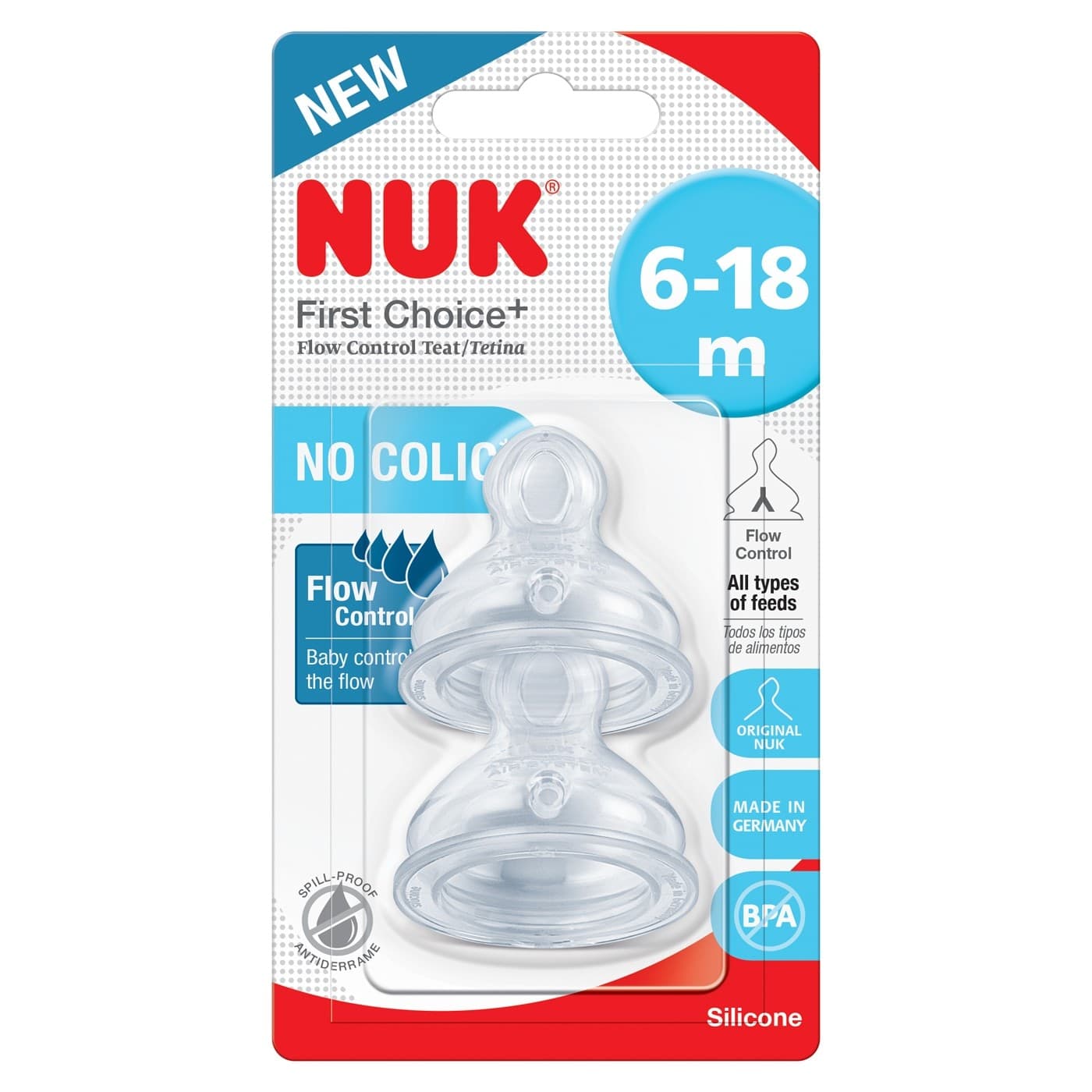 TETTARELLE NUK FC + FLOW CONTROL Sil 6-18 2PZ - 2
