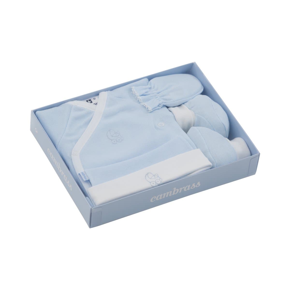 Set Neonato Cambrass 4 Pezzi  Interlock Ref.711 Liso Azzurro Taglia 0 - 2