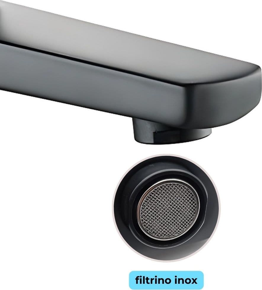 Miscelatore Rubinetto Africa per Lavabo con Bocca Alta Ottone Nero Opaco Bagno - 4
