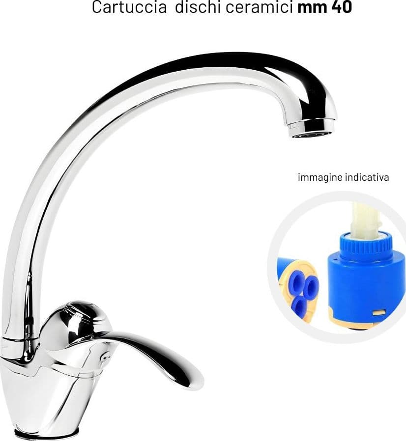 Rubinetto Miscelatore Per Lavabo Cucina Dublino In Ottone Cromato - 3