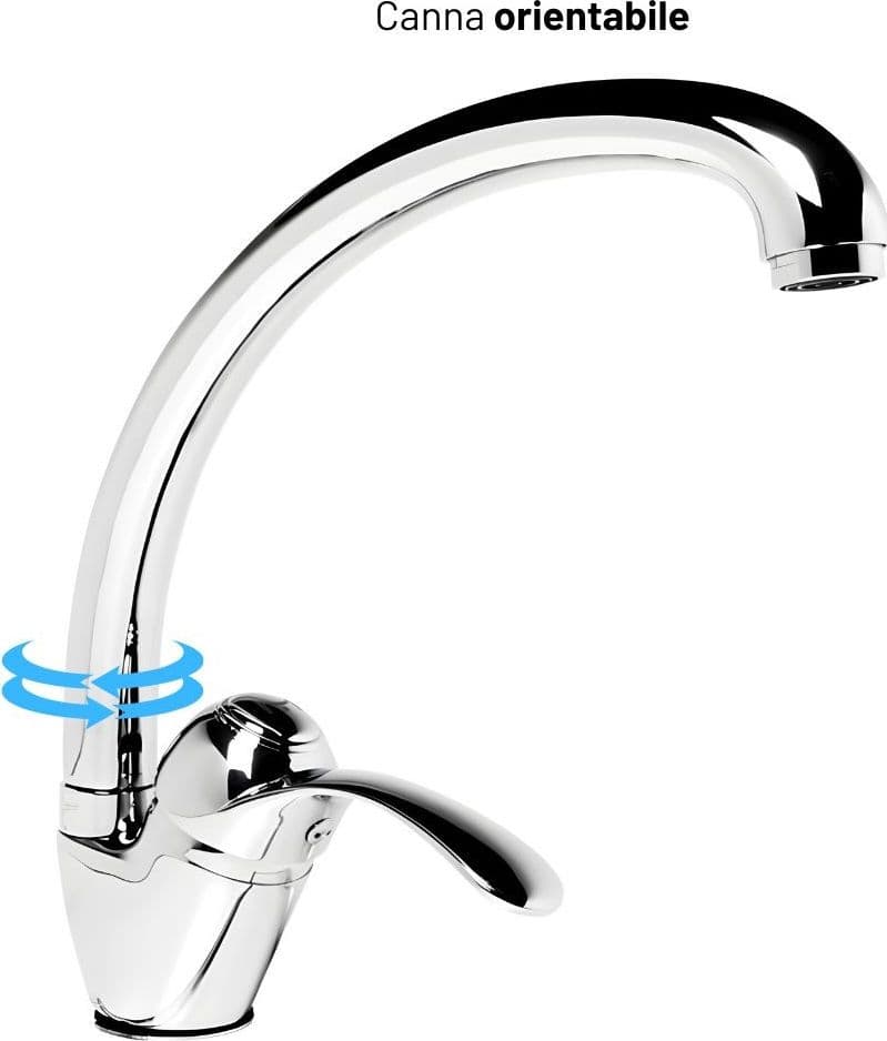 Rubinetto Miscelatore Per Lavabo Cucina Dublino In Ottone Cromato - 4