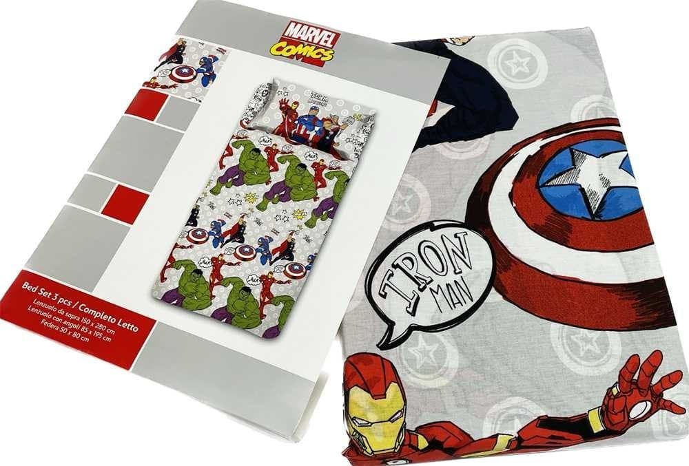 HERMET COMPLETO LENZUOLA LETTO SINGOLO 1 PIAZZA DISNEY AVENGERS MARVEL COMICS - 2