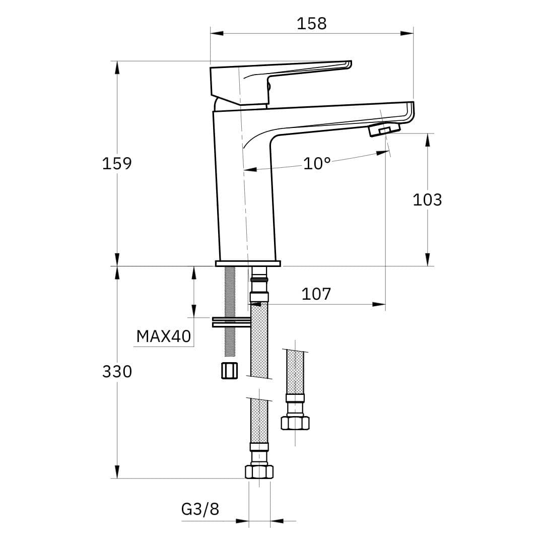 Miscelatore Rubinetto Africa per Lavabo in Ottone Colore Nero con Piletta - 5