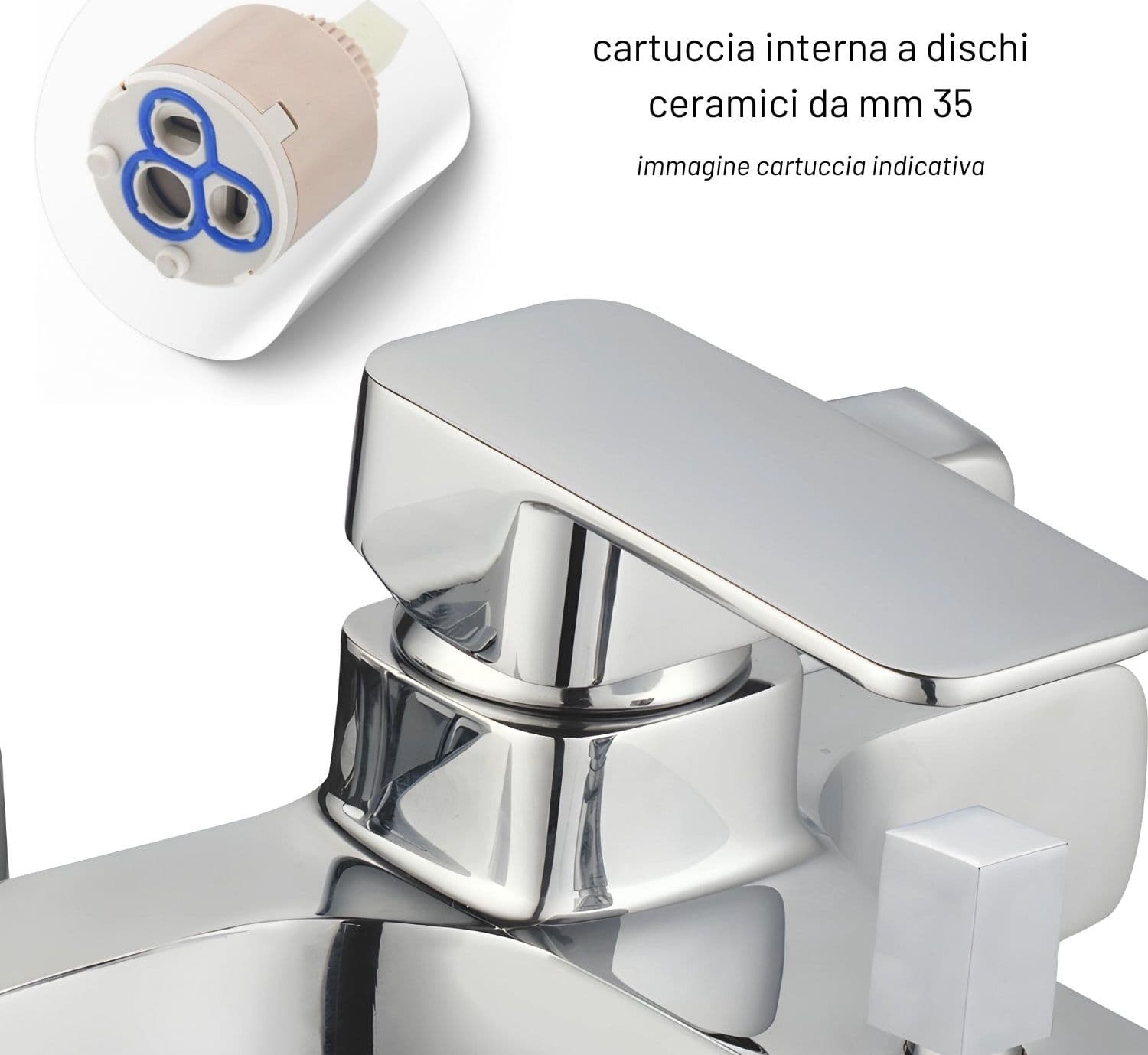 Miscelatore Esterno Vasca Francia Con Deviatore Rubinetto Monocomando Cromato Ogomondo - 4