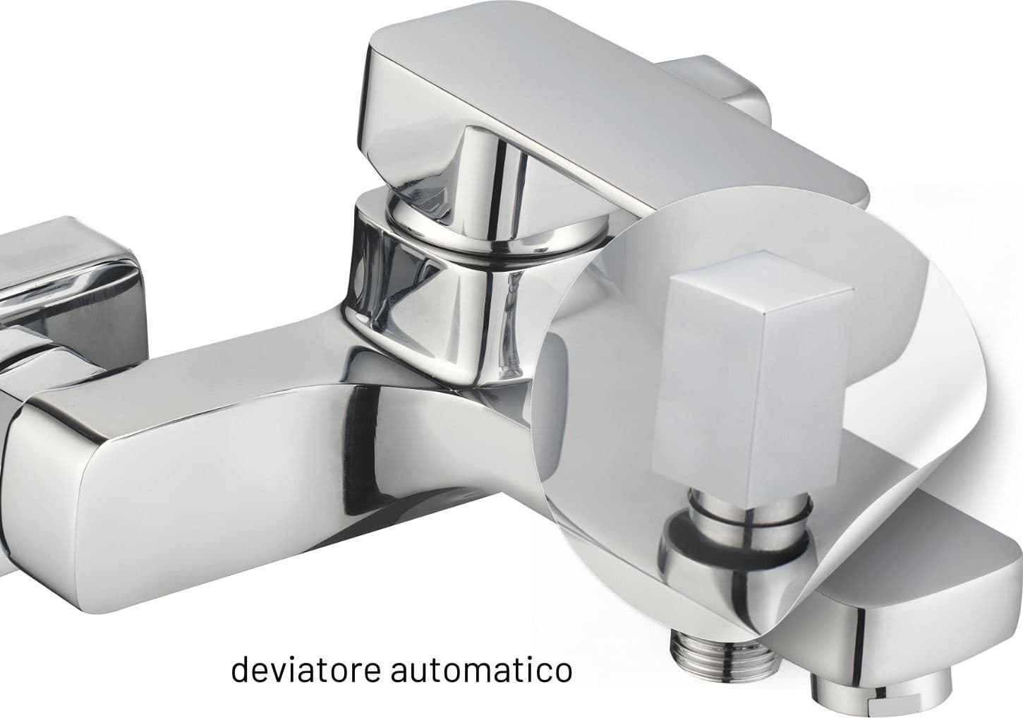 Miscelatore Esterno Vasca Francia Con Deviatore Rubinetto Monocomando Cromato Ogomondo - 6