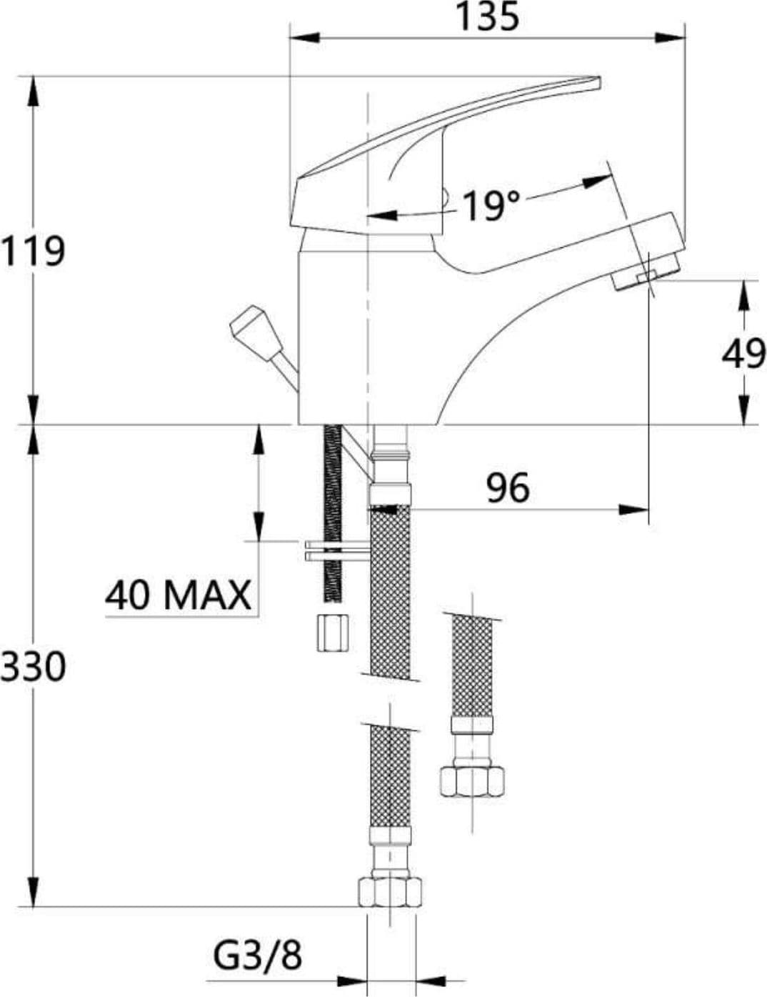 Miscelatore Rubinetto Europa per Lavabo in Ottone Colore Cromato con Piletta - 7