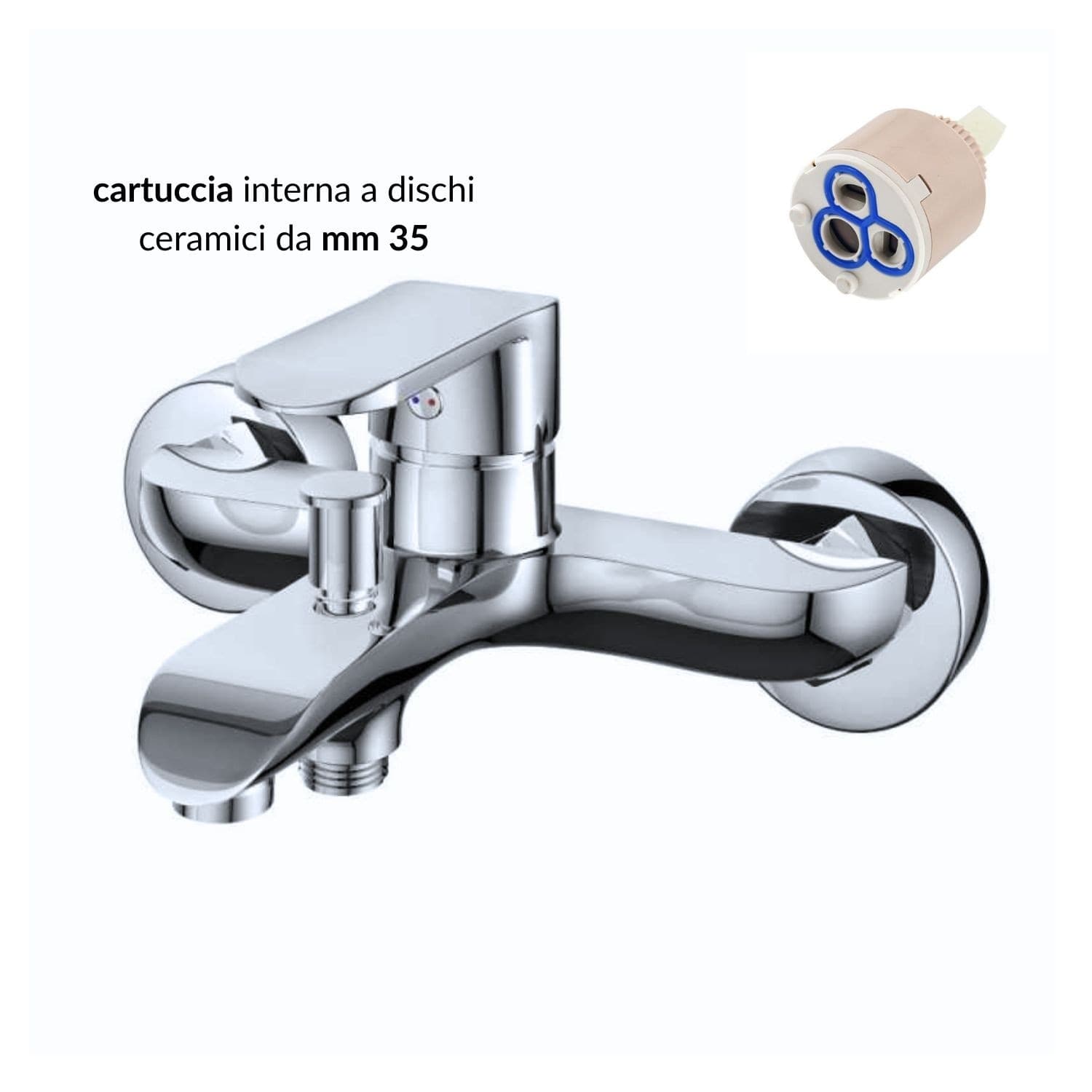 Miscelatore Rubinetto America Esterno Vasca in Ottone Cromato con Set Doccia - 3