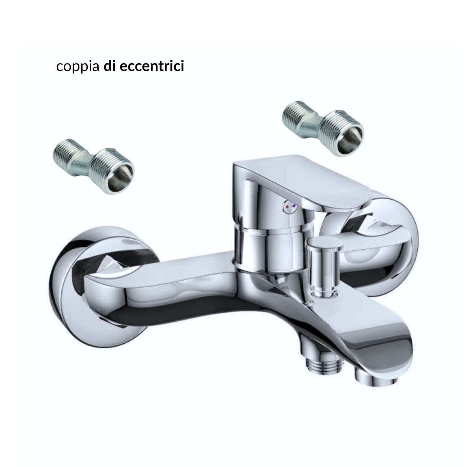 Miscelatore Rubinetto America Esterno Vasca in Ottone Cromato con Set Doccia - 4