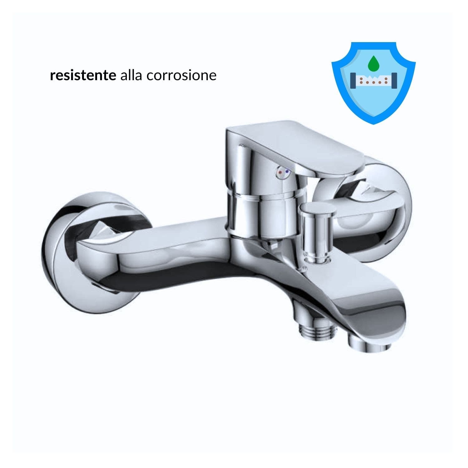 Miscelatore Rubinetto America Esterno Vasca in Ottone Cromato con Set Doccia - 5