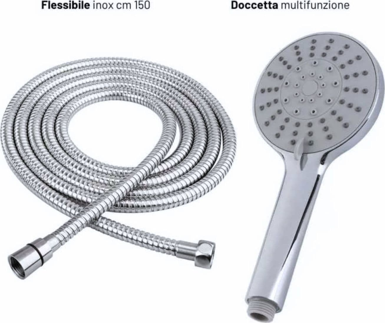 Miscelatore Rubinetto America Esterno Vasca in Ottone Cromato con Set Doccia - 6