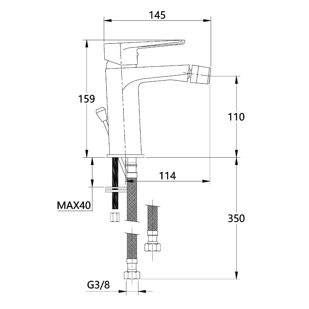 Tris Rubinetti Miscelatori Bidet Lavabo Doccia ad incasso Linea Asia Cromata - 3