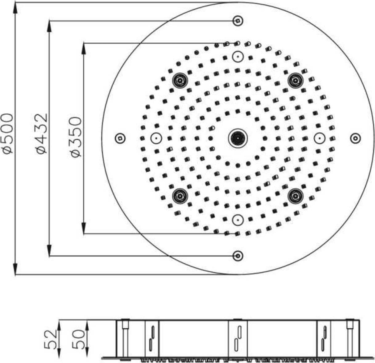 Soffione Doccia LED a Soffitto Installazione Da Incasso Acciaio Inox Tondo - 5