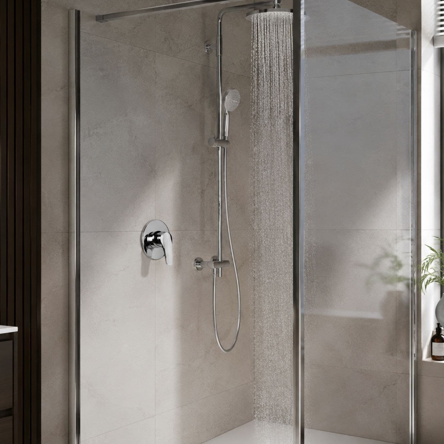 Miscelatore Doccia da Parete Europa ad Incasso Ottone Colore Cromato Bagno - 3
