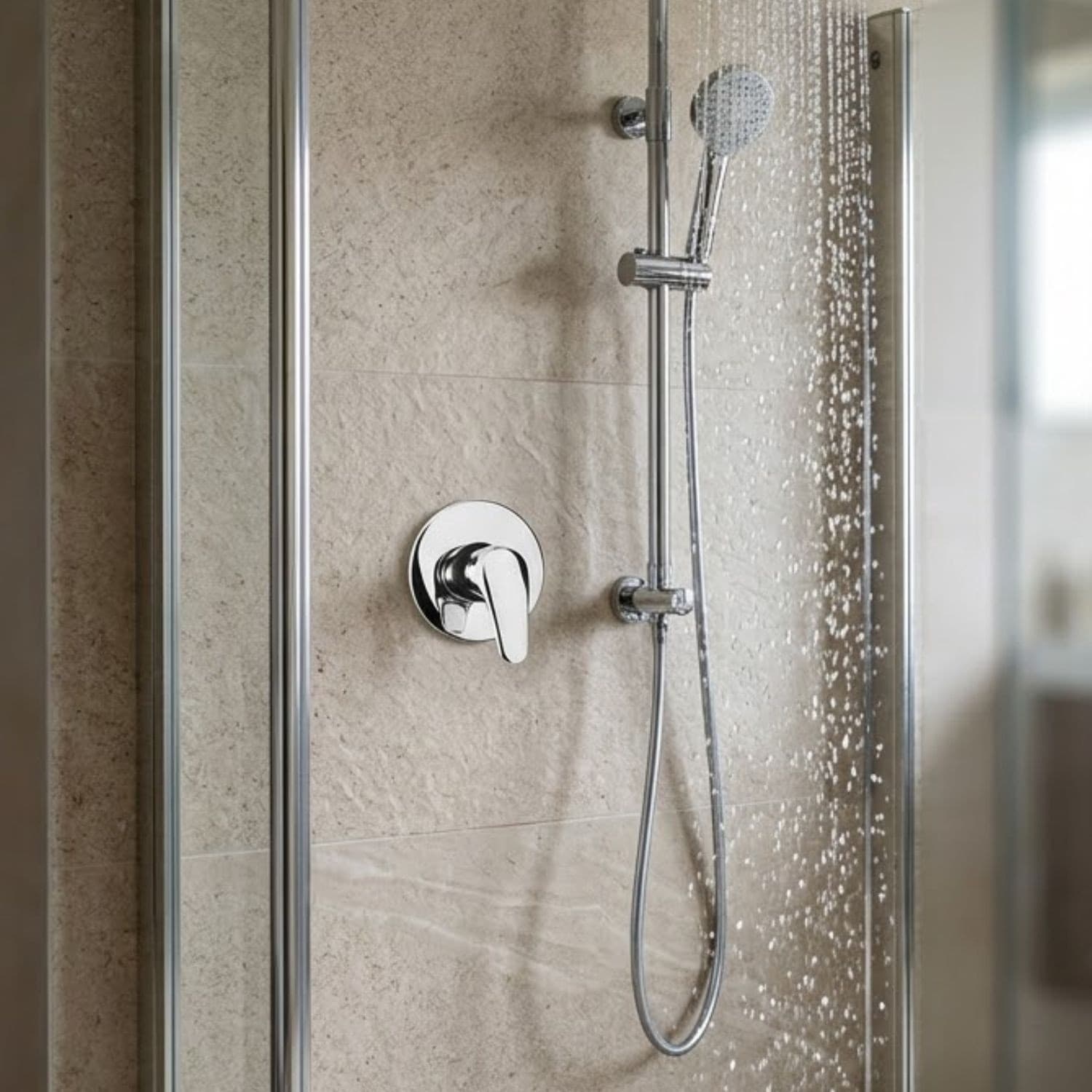 Miscelatore Doccia da Parete Europa ad Incasso Ottone Colore Cromato Bagno - 4