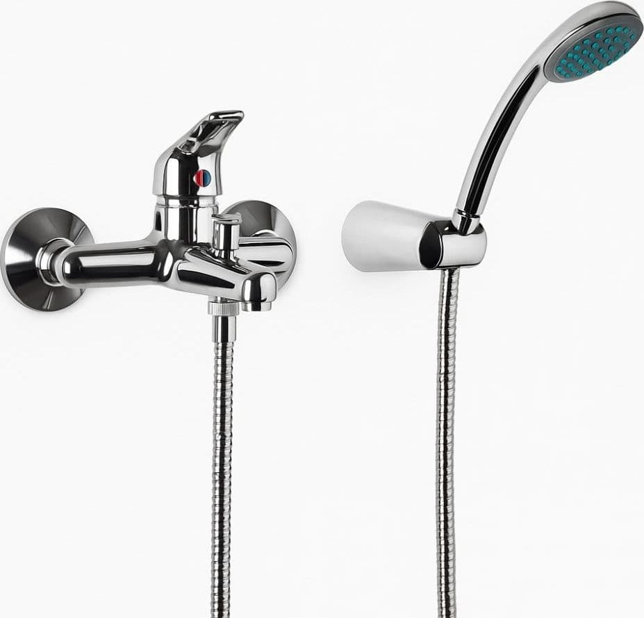 Miscelatore Esterno Vasca In Ottone Cromato Con Soffione Doccia e Flessibile 150 cm - 2