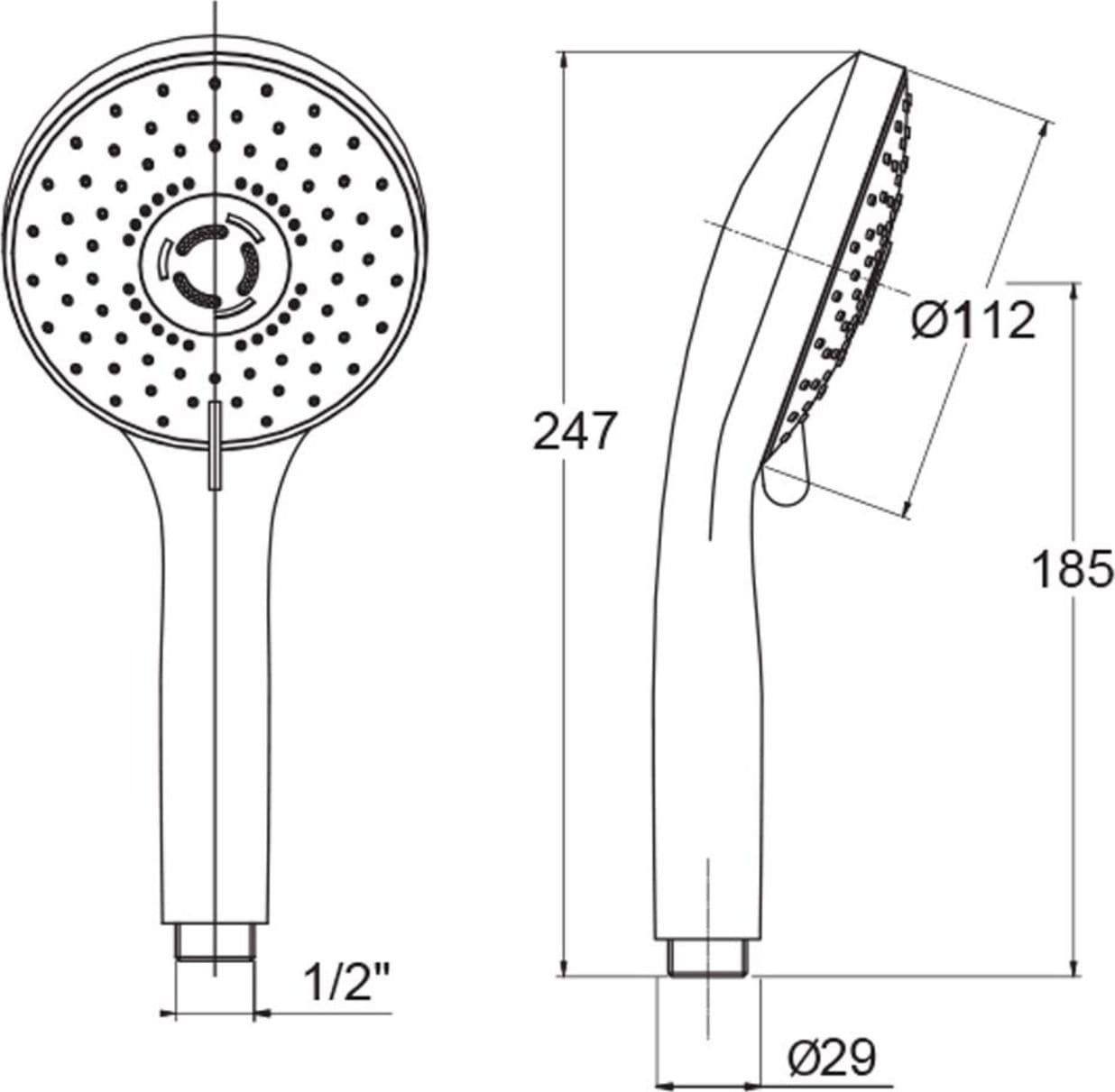 Doccetta Soffione Vasca Doccia 5 Funzioni Multigetto Anticalcare Abs Cromato - 6