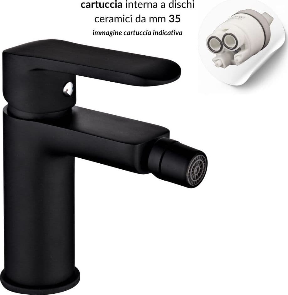 Coppia di Miscelatore Rubinetto Bidet e Miscelatore Lavabo Linea Puma Nero Opaco - 11
