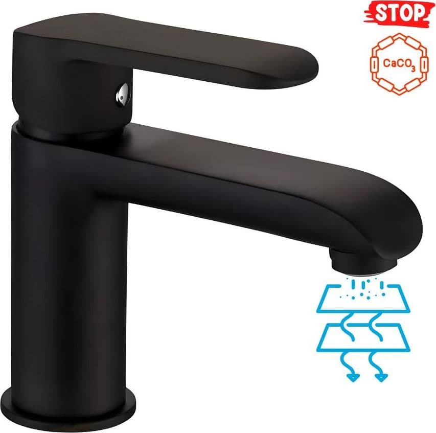 Coppia di Miscelatore Rubinetto Bidet e Miscelatore Lavabo Linea Puma Nero Opaco - 16