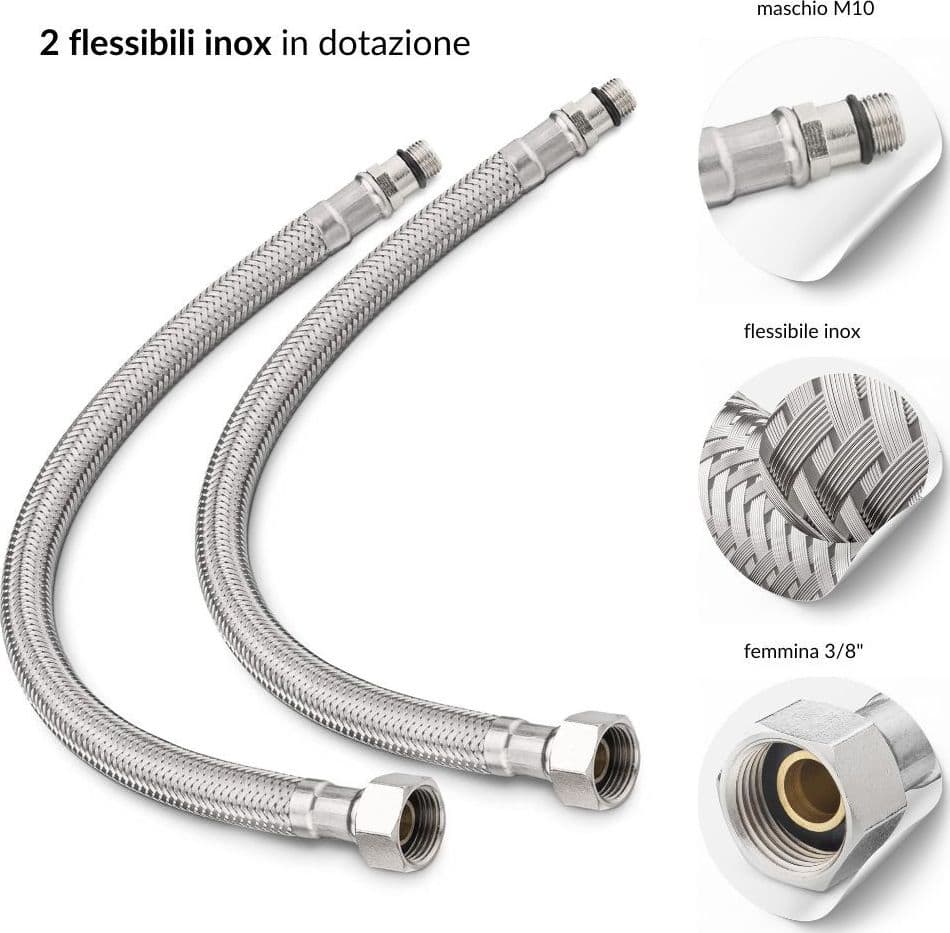 Coppia di Miscelatore Rubinetto Bidet e Miscelatore Lavabo Linea Puma Nero Opaco - 5
