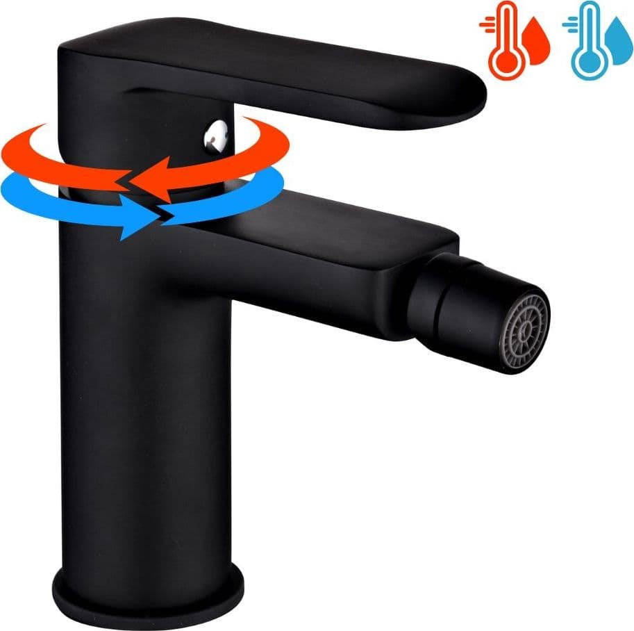 Coppia di Miscelatore Rubinetto Bidet e Miscelatore Lavabo Linea Puma Nero Opaco - 7