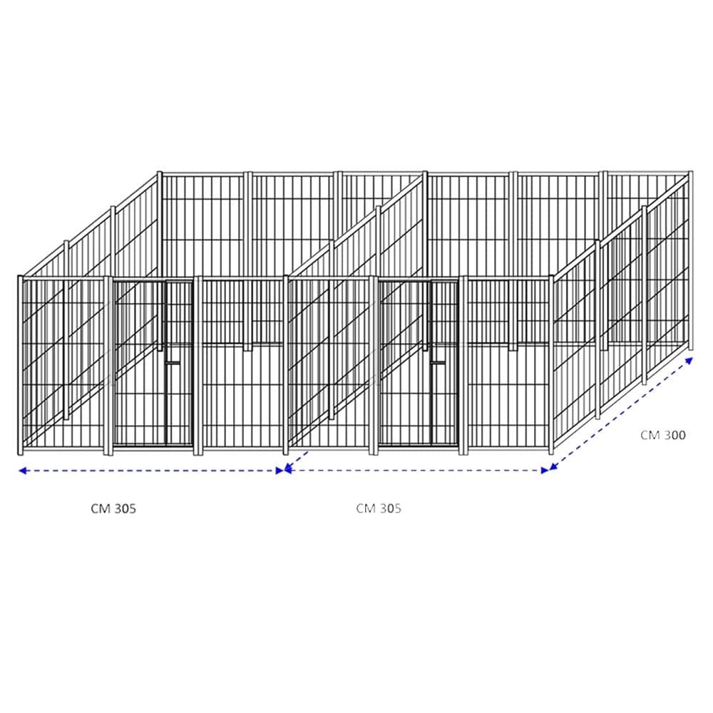 2 Box Uniti per Cani da Esterno con Zincatura a Caldo Ciascuno da 300x300xh180 Cm - 9