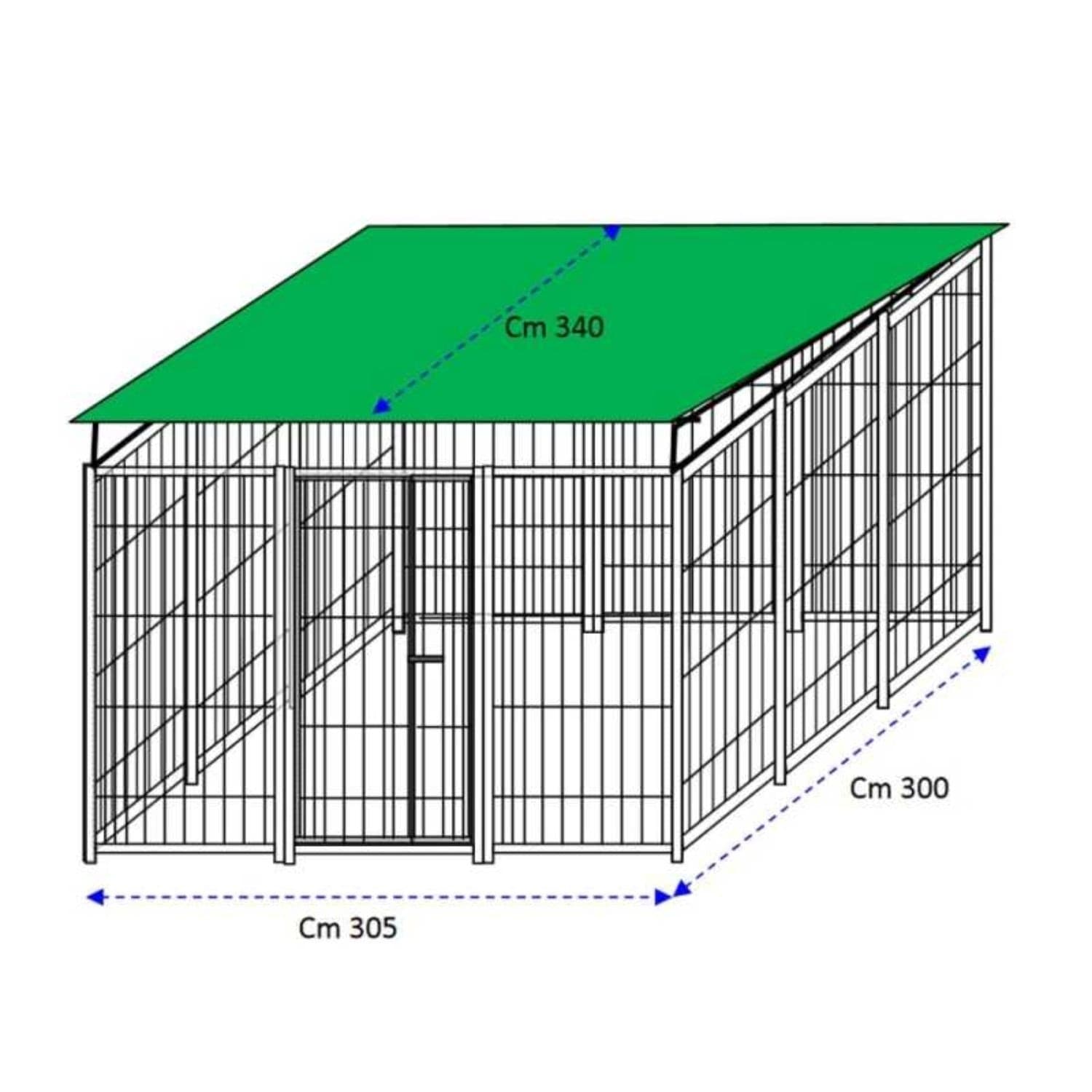 Box per Cani da Esterno Coperto con Zincatura Elettrolitica da 300x300xh180 Cm - 9