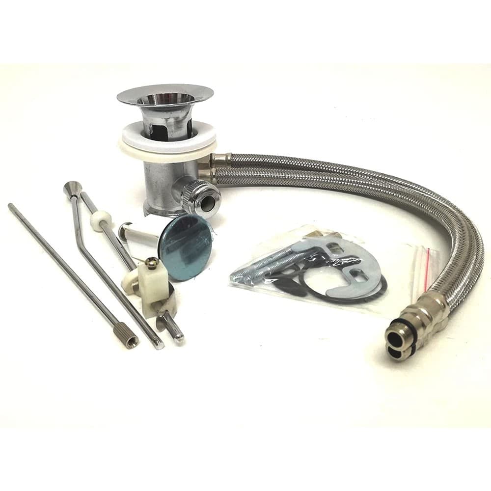 Miscelatore Rubinetto Serie Delfino per Lavabo Ottone Colore Cromato con Piletta - 3