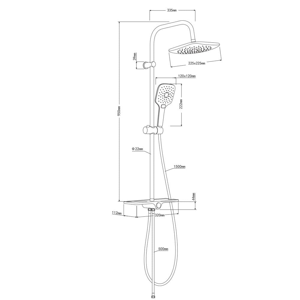 Ogomondo Colonna Doccia Attrezzata Omega Ottone Cromato Diametro 22 mm - 4