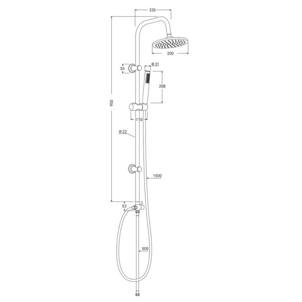 Colonna Doccia Attrezzata Alpha Ottone Cromato Diametro 22 mm - 4