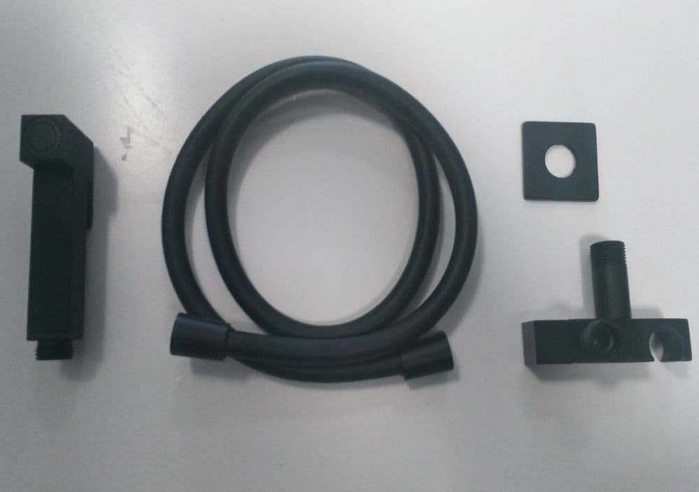 Kit Idroscopino Nero Quadro Doccetta Per Wc Portatile Shut-Off Monogetto Con Leva - 3