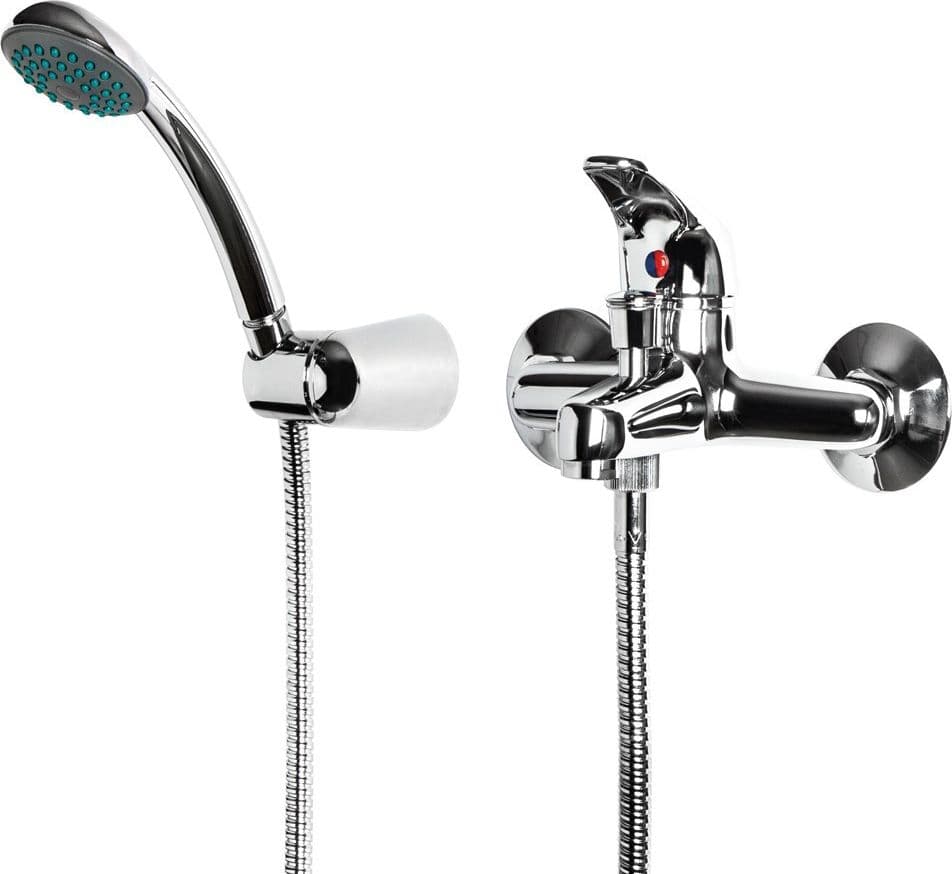 Miscelatore Rubinetto Esterno Vasca Serie Delfino Ottone Cromato con Set Doccia