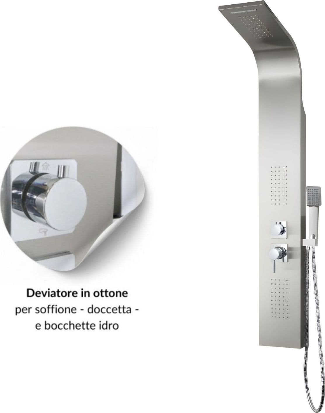 Colonna Doccia 001 Con 4 Funzioni In Acciaio Inox Getto A Cascata Spazzolata - 8