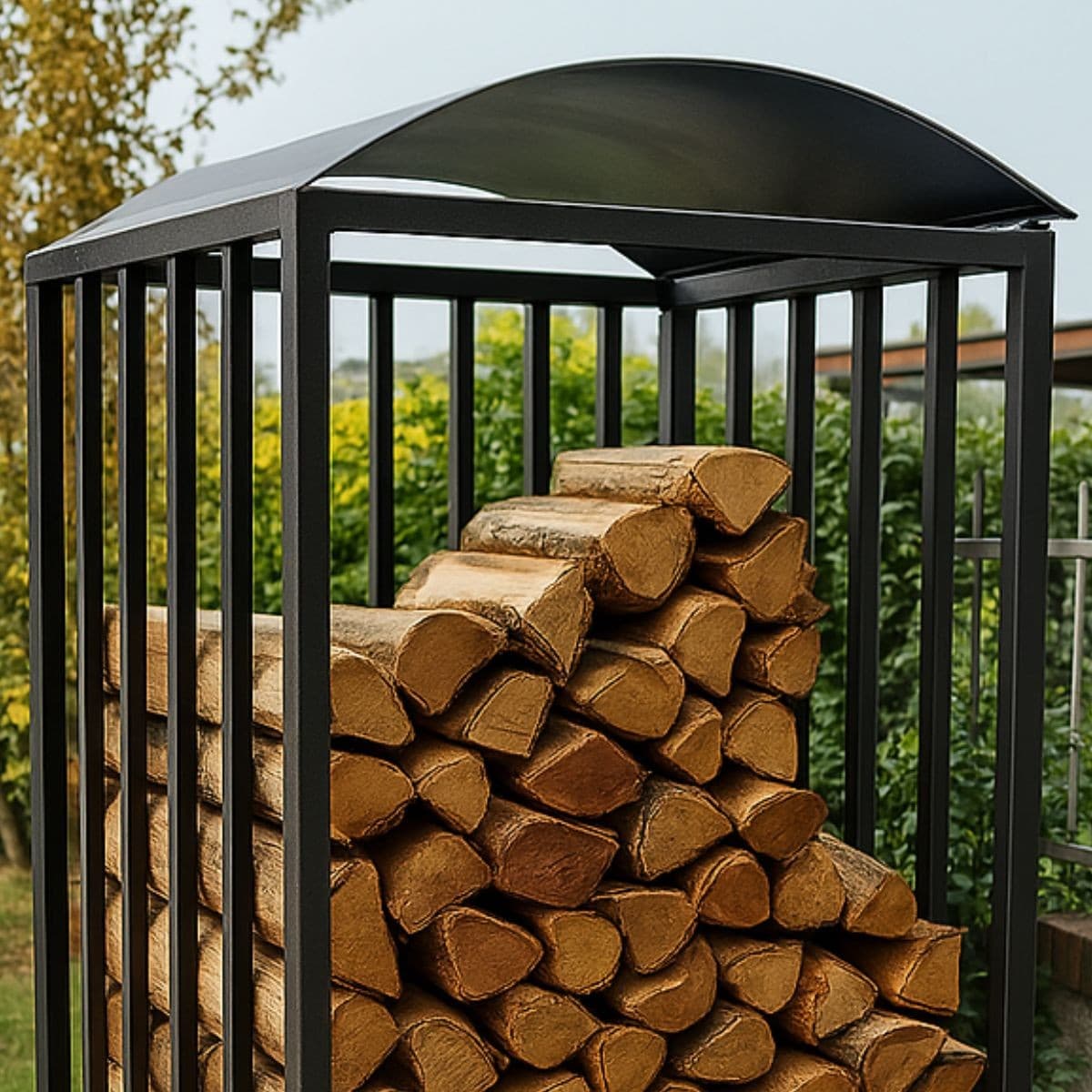 Legnaia Portalegna su Ruote in Acciaio Antracite Eco 80x80xh190 Cm - 5
