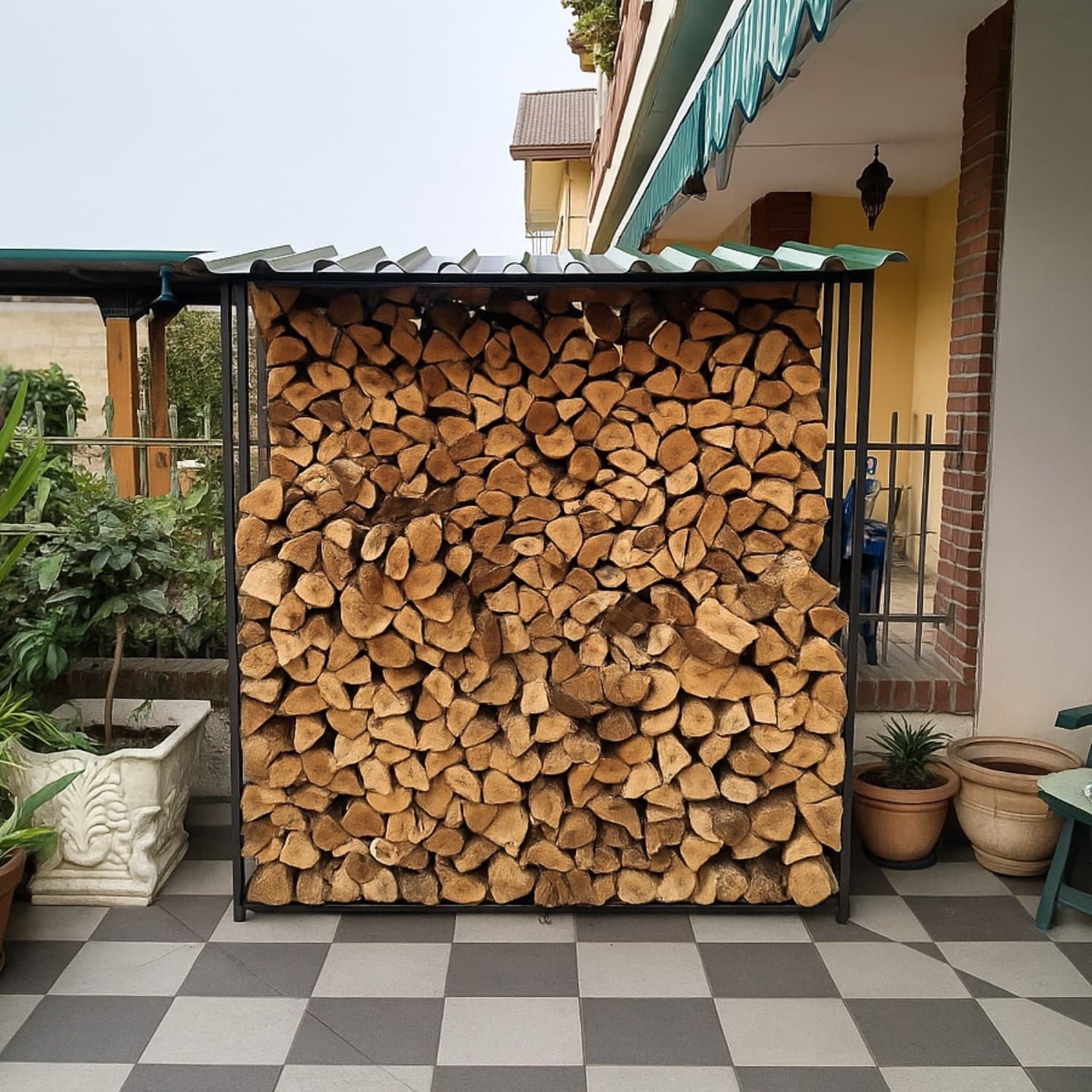 Legnaia Tettoia in Acciaio Verniciato Antracite Eco 180x70xh200 Cm - 4