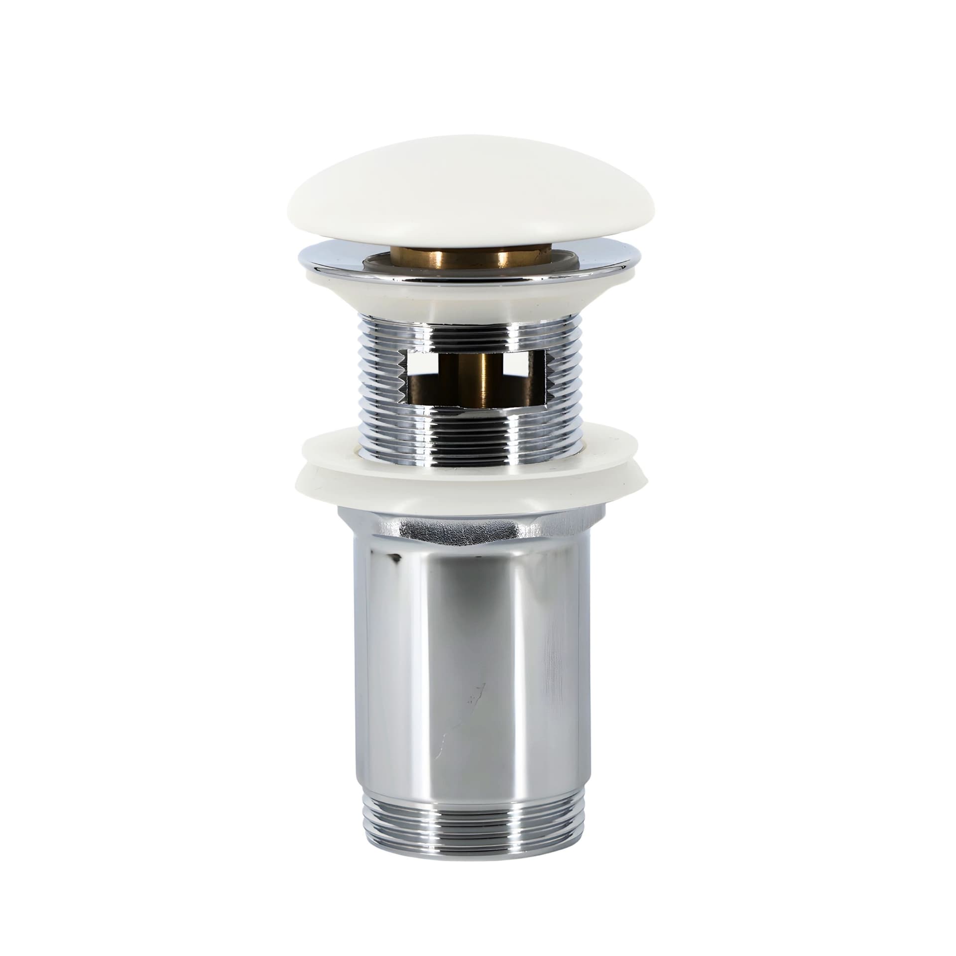 Piletta click clack 1.1/4 in Ottone Cromato Ceramica Bianca per Lavabo Bagno - 14
