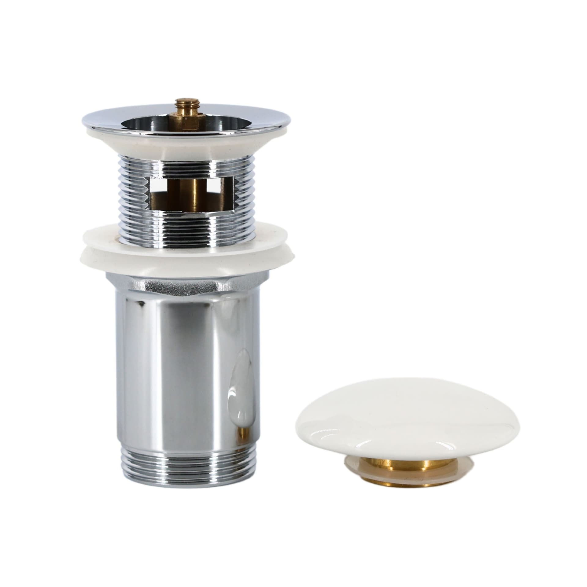 Piletta click clack 1.1/4 in Ottone Cromato Ceramica Bianca per Lavabo Bagno - 6