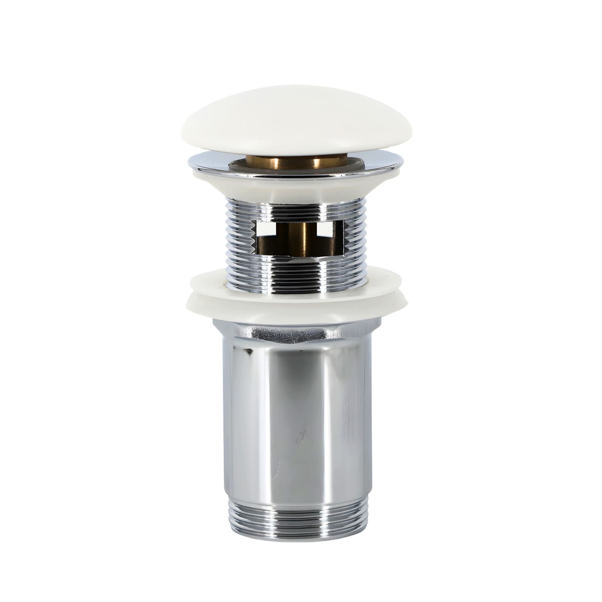 Piletta click clack 1.1/4 in Ottone Cromato Ceramica Bianca per Lavabo Bagno - 7