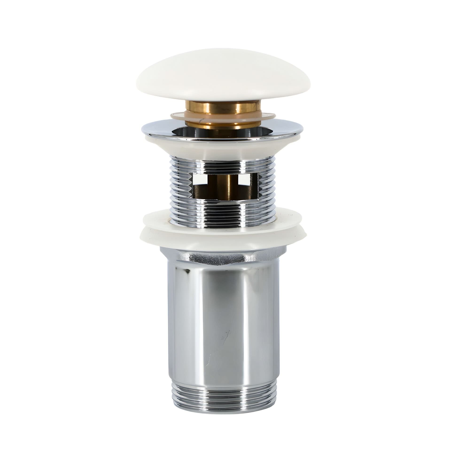Piletta click clack 1.1/4 in Ottone Cromato Ceramica Bianca per Lavabo Bagno - 8