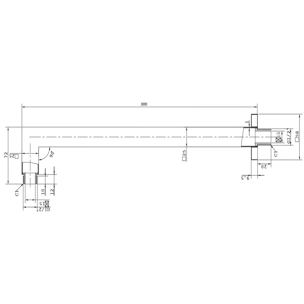 OGOMONDO Braccio Doccia Ottone Cromato Prolunga Soffione Doccia Bagno Fisso Attacco Standard - 2