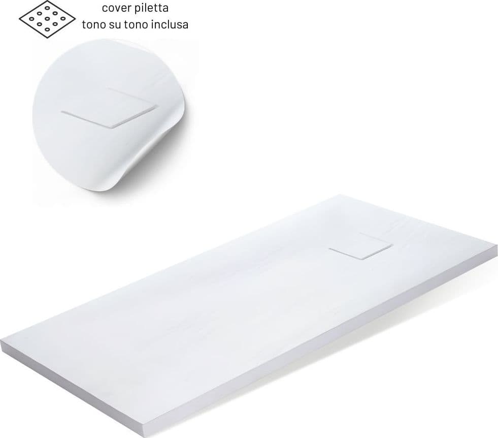 Piatto Doccia Bianco Mineral Marmo Resina Antiscivolo h4 cm - 21