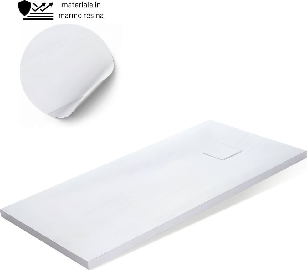 Piatto Doccia Bianco Mineral Marmo Resina Antiscivolo h4 cm - 8