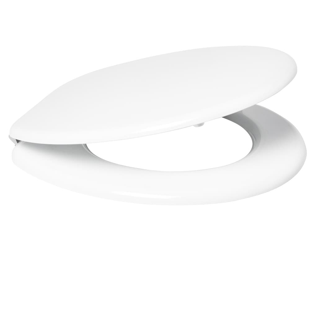 Sedile Wc Copri Water Tavoletta Vaso Universale Bianco MDF Legno Pesante Cerniere Metallo Bagno - 7