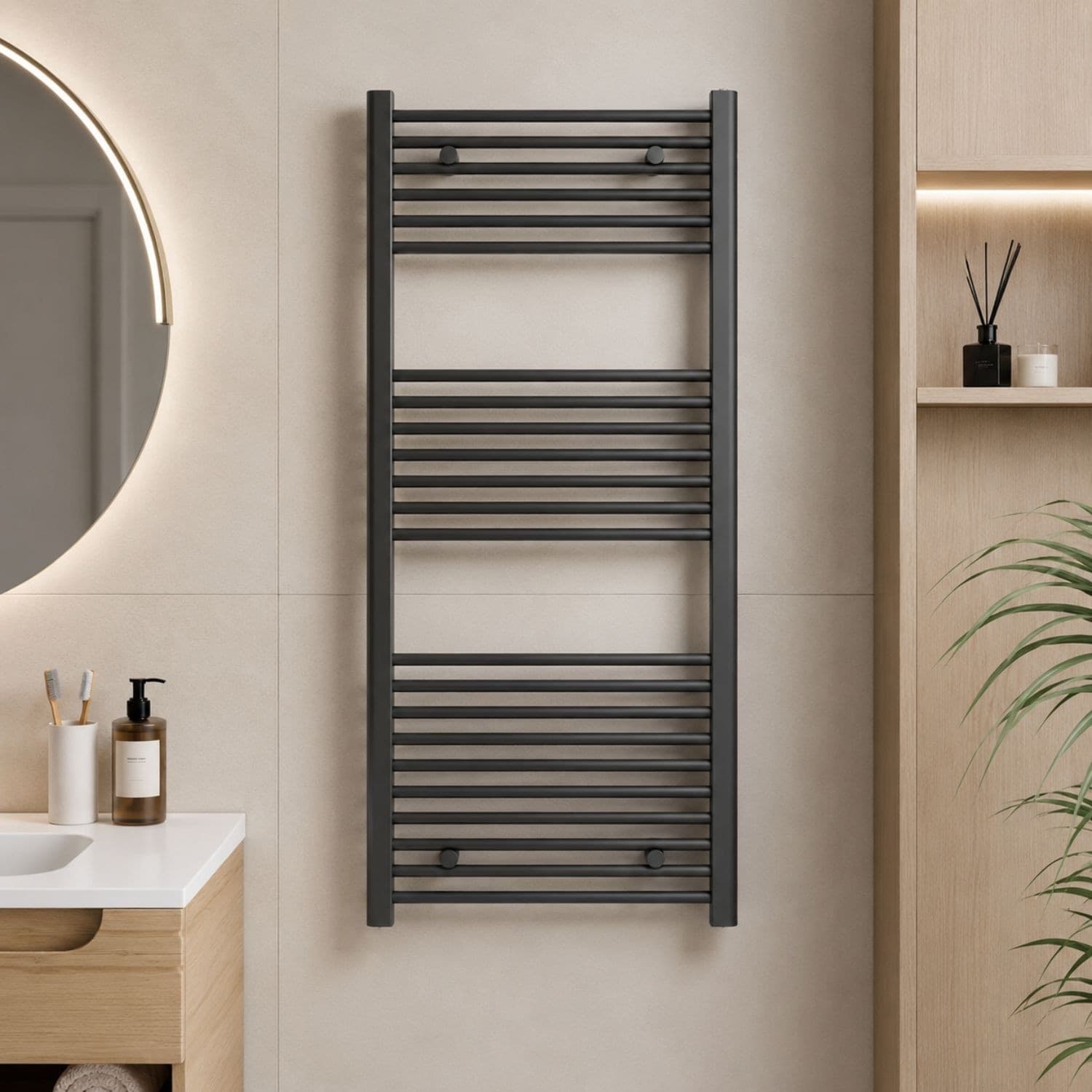 Termoarredo Bagno Scaldasalviette In Acciaio Nero Opaco - 17