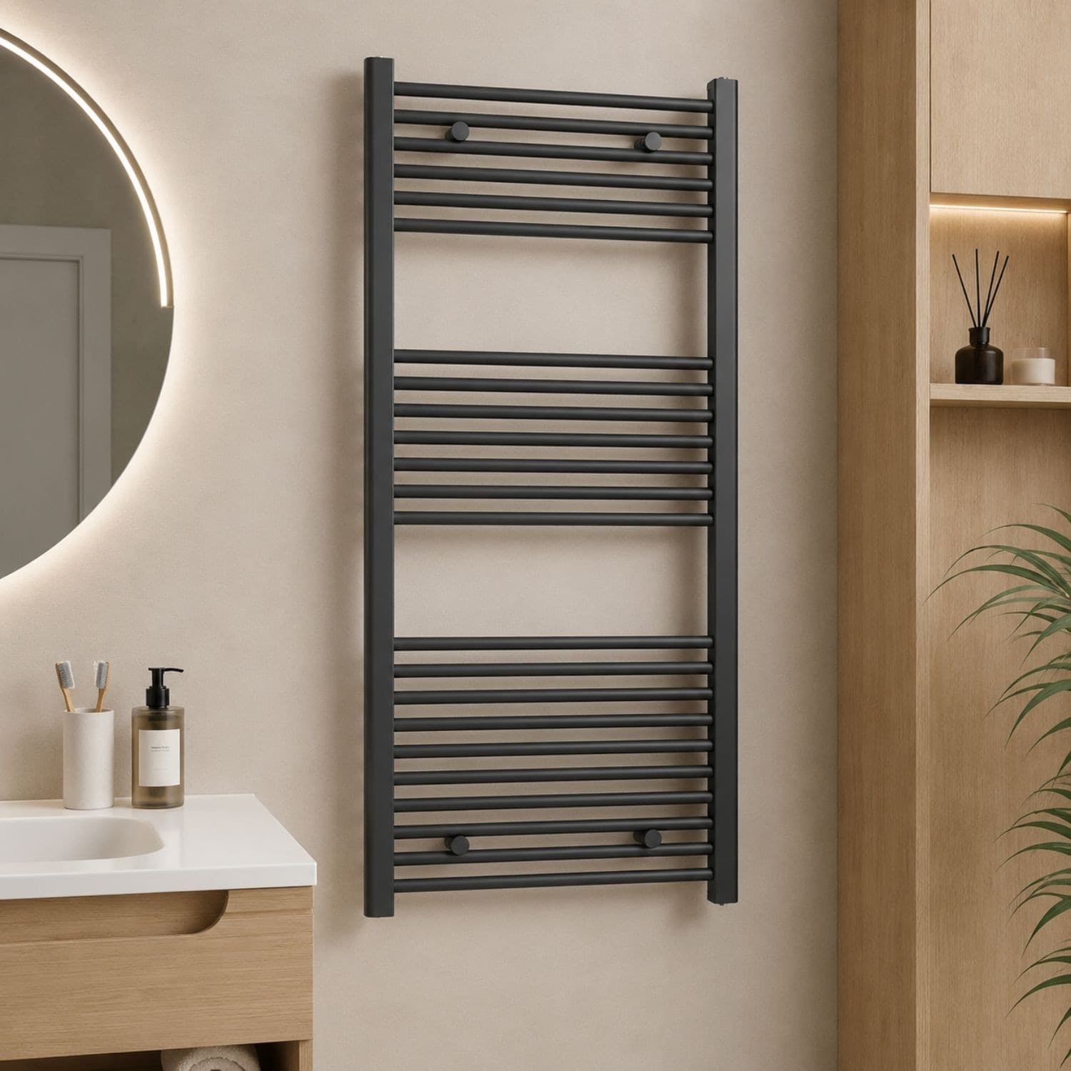 Termoarredo Bagno Scaldasalviette In Acciaio Nero Opaco - 18