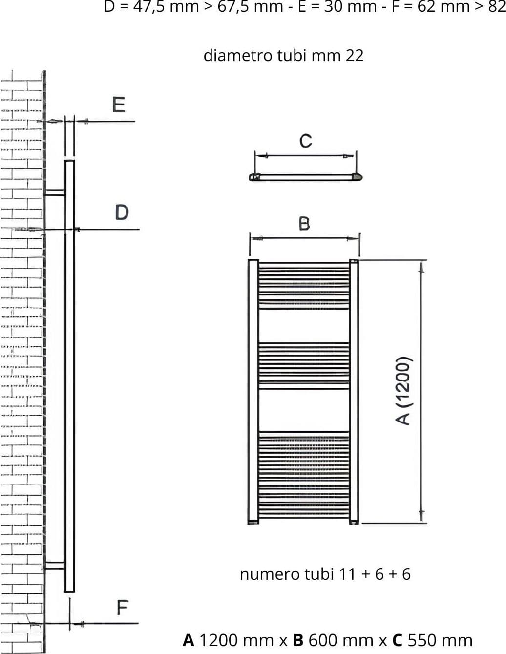 Termoarredo Bagno Scaldasalviette In Acciaio Nero Opaco - 29