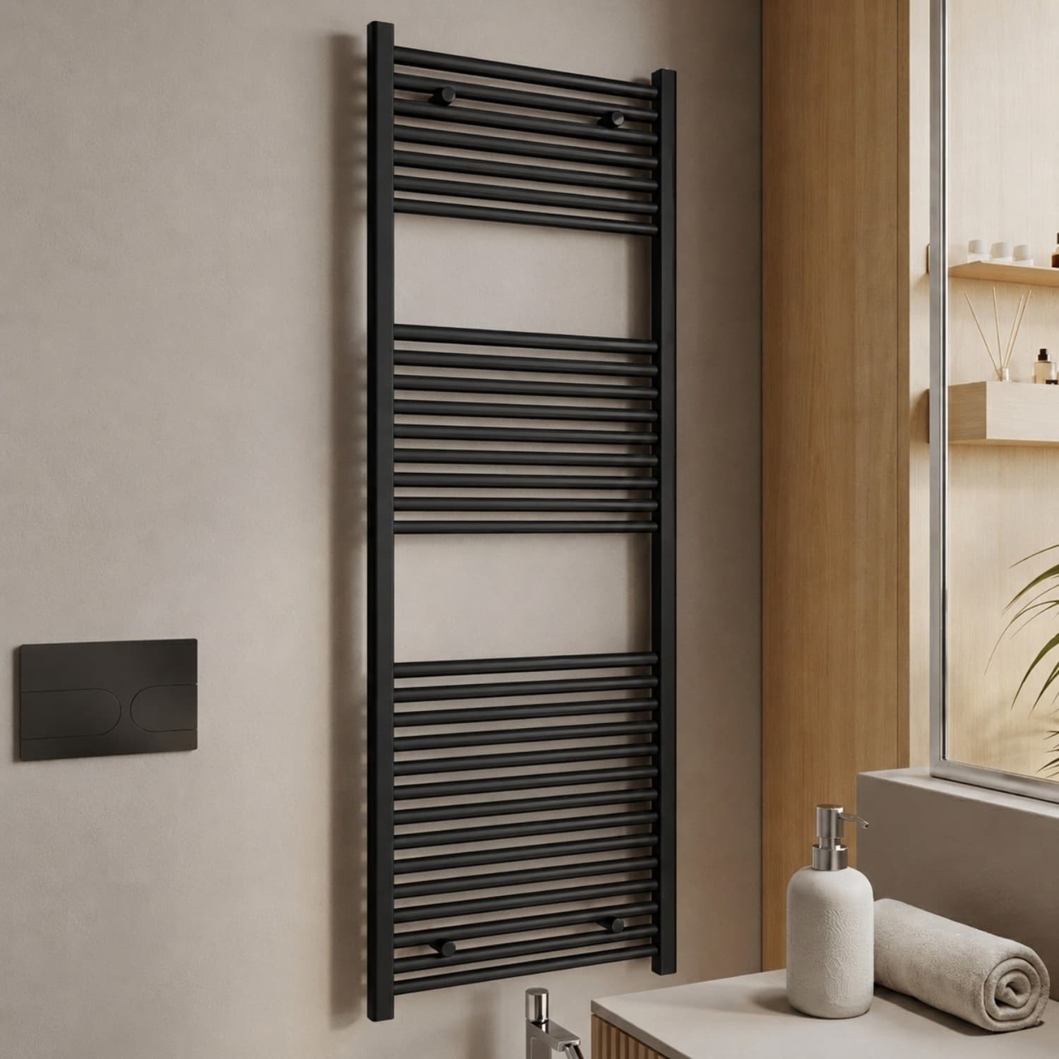 Termoarredo Bagno Scaldasalviette In Acciaio Nero Opaco - 31