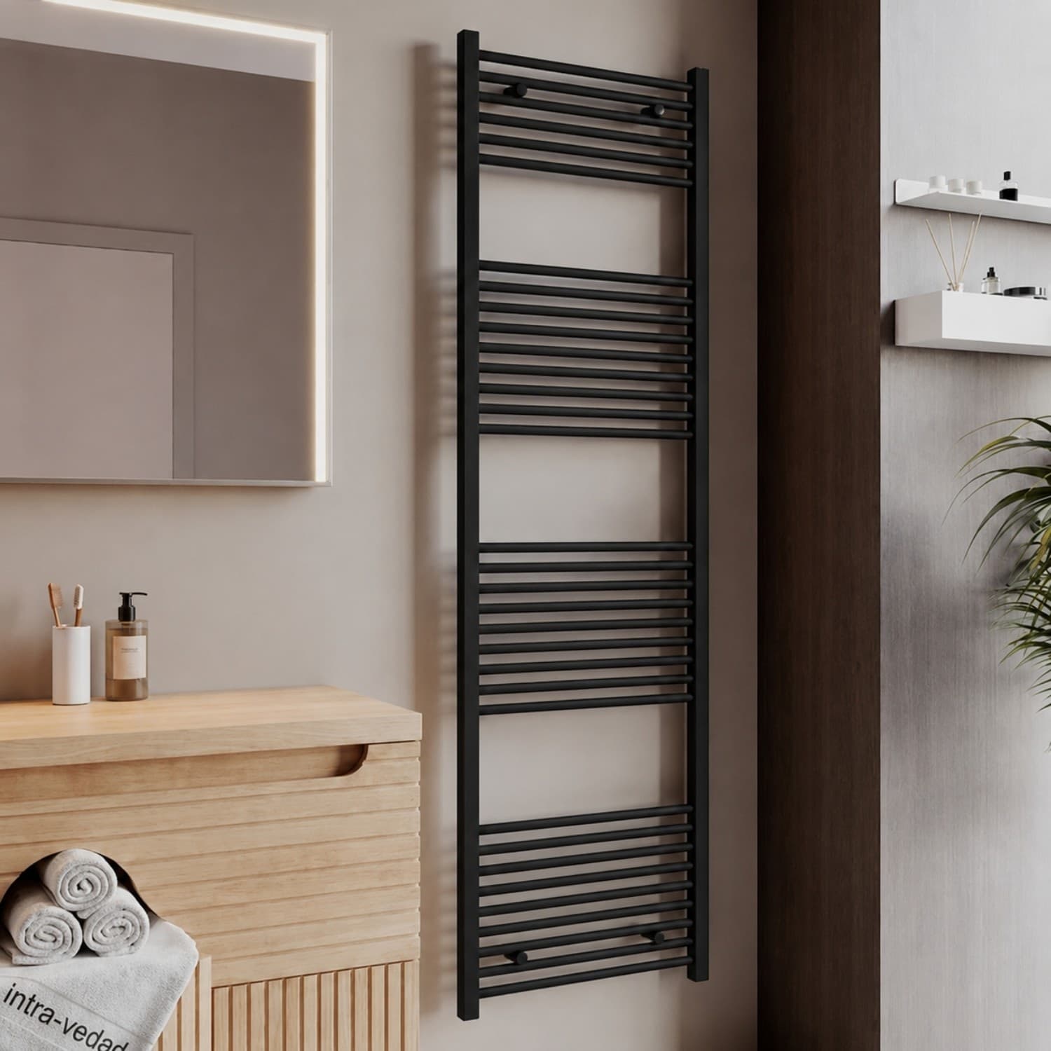 Termoarredo Bagno Scaldasalviette In Acciaio Nero Opaco - 53