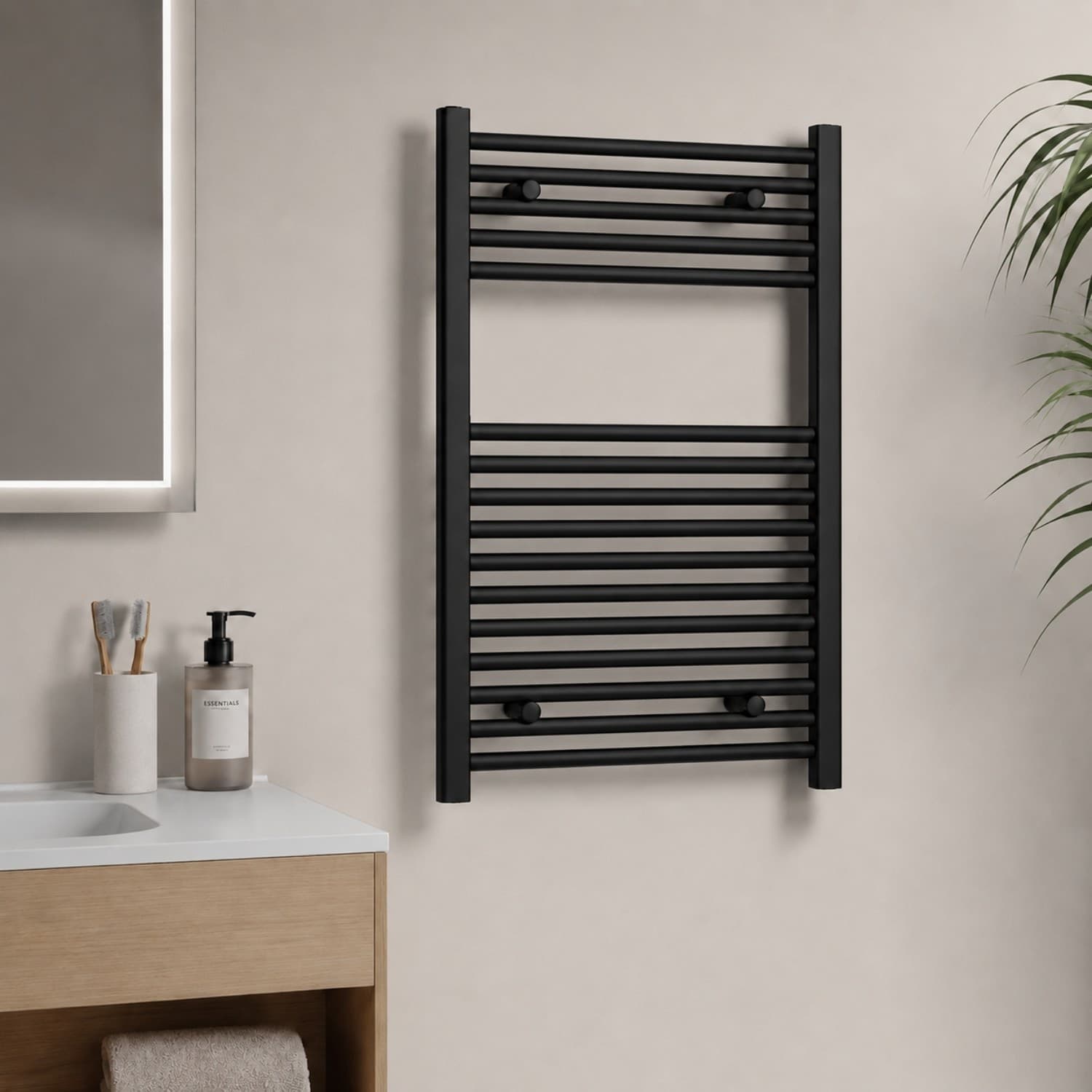 Termoarredo Bagno Scaldasalviette In Acciaio Nero Opaco - 8