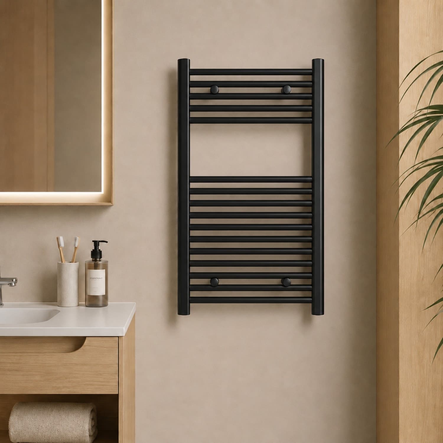 Termoarredo Bagno Scaldasalviette In Acciaio Nero Opaco - 9